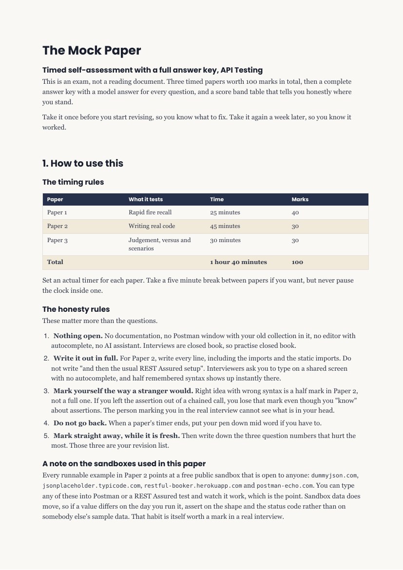 The Final Mock Paper, its contents