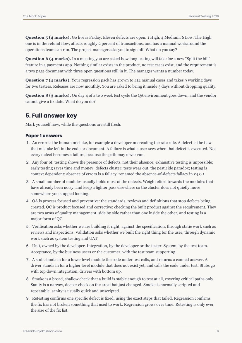 The Final Mock Paper, a sample page