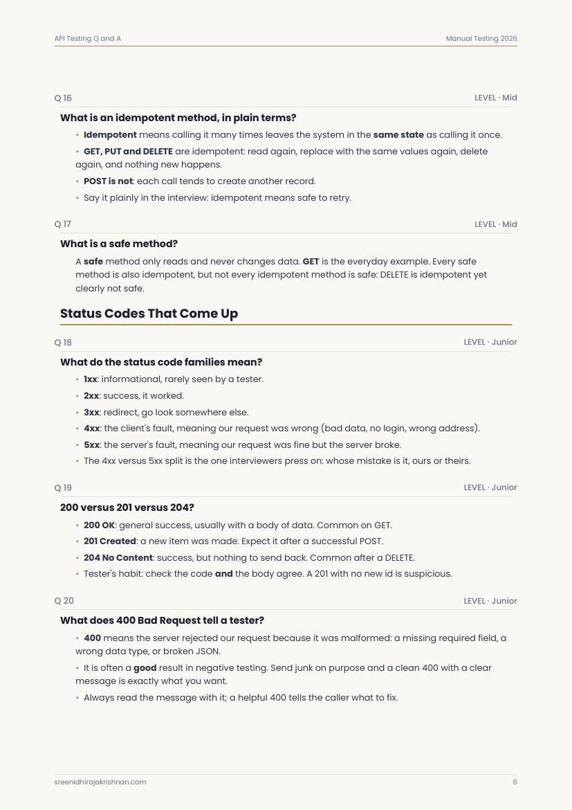 API Q&A for Manual QAs, a sample page