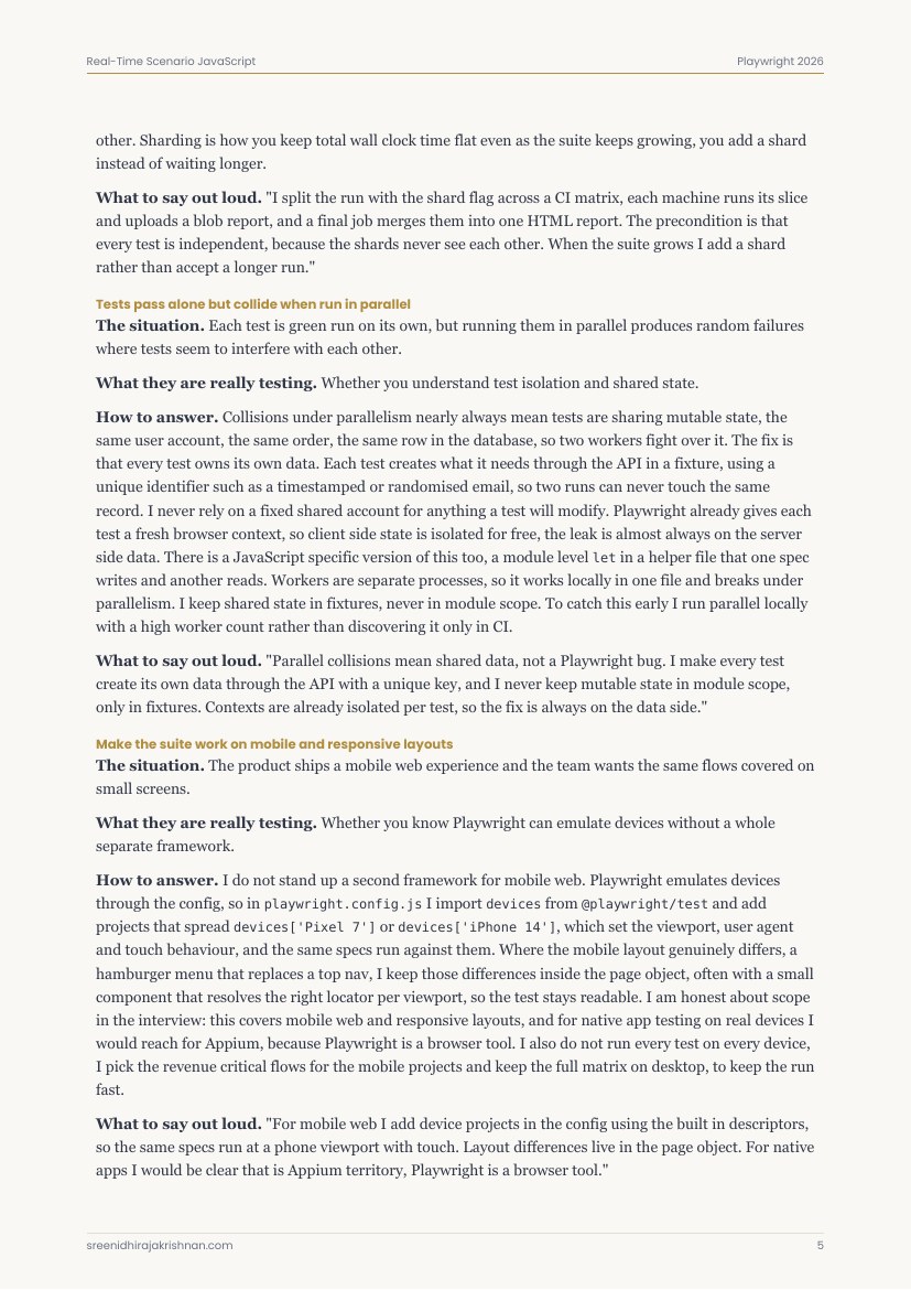 Real-Time Scenario Q&A, a sample page