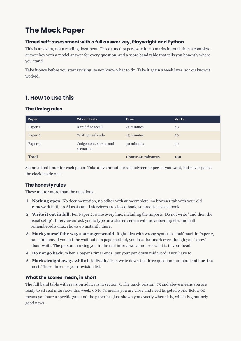 The Final Mock Paper, its contents