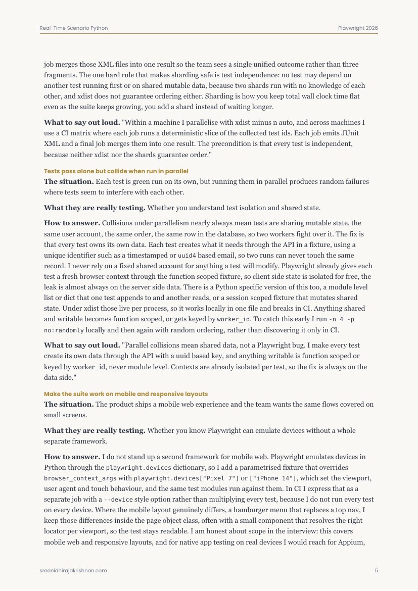 Real-Time Scenario Q&A, a sample page