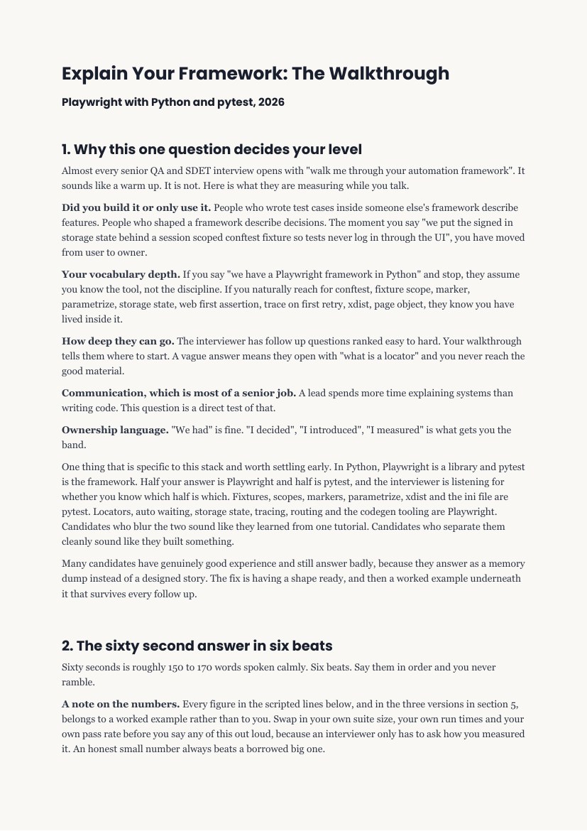 The Framework Explainer, its contents