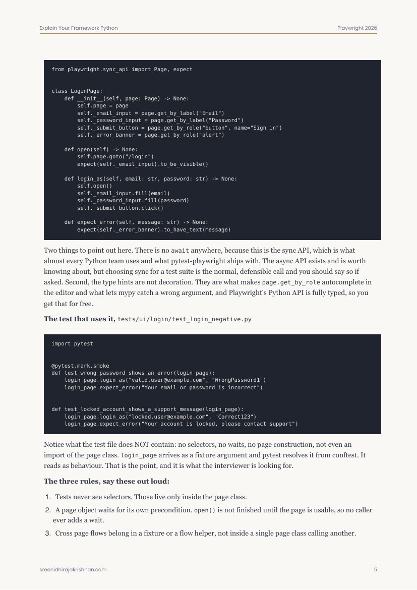 The Framework Explainer, a sample page