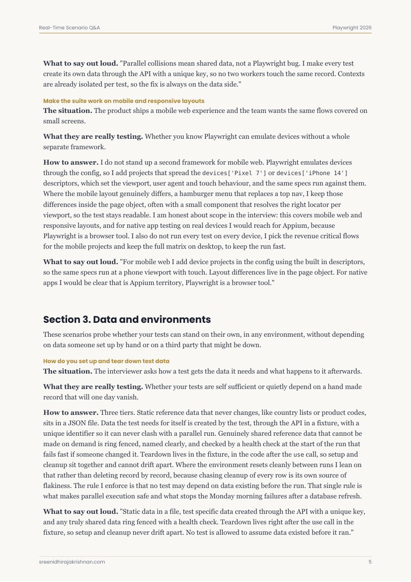 Real-Time Scenario Q&A, a sample page
