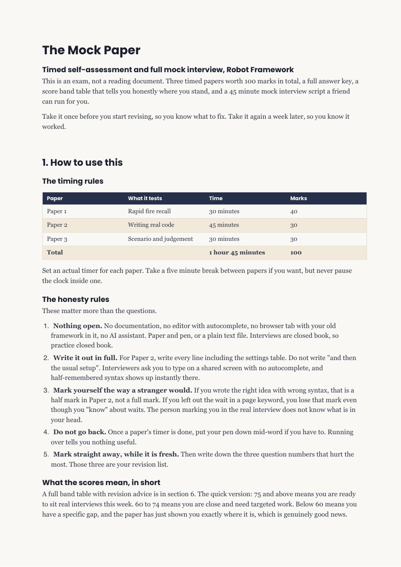 The Final Mock Paper, its contents