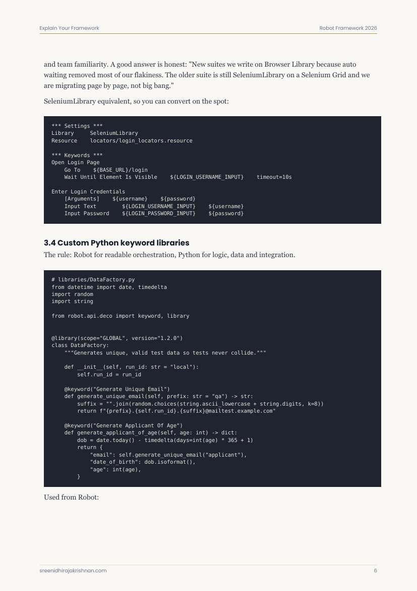 The Framework Explainer, a sample page