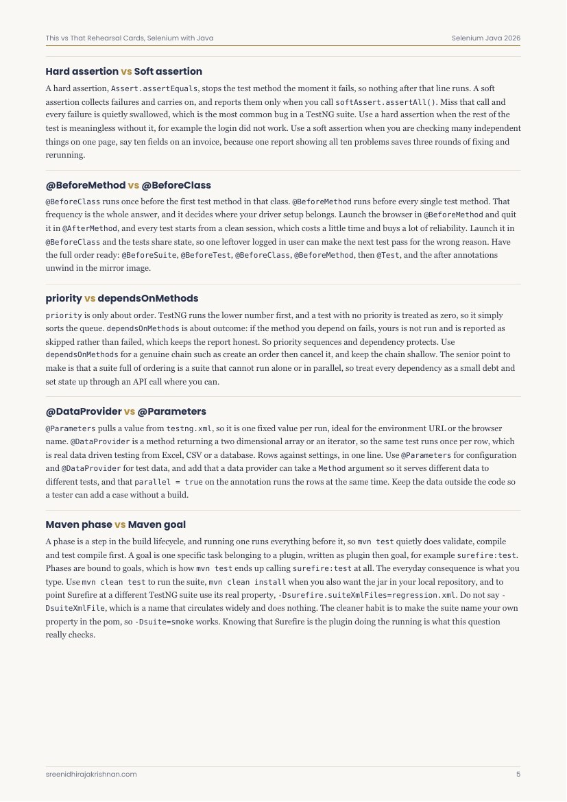 This vs That Rehearsal Cards, a sample page