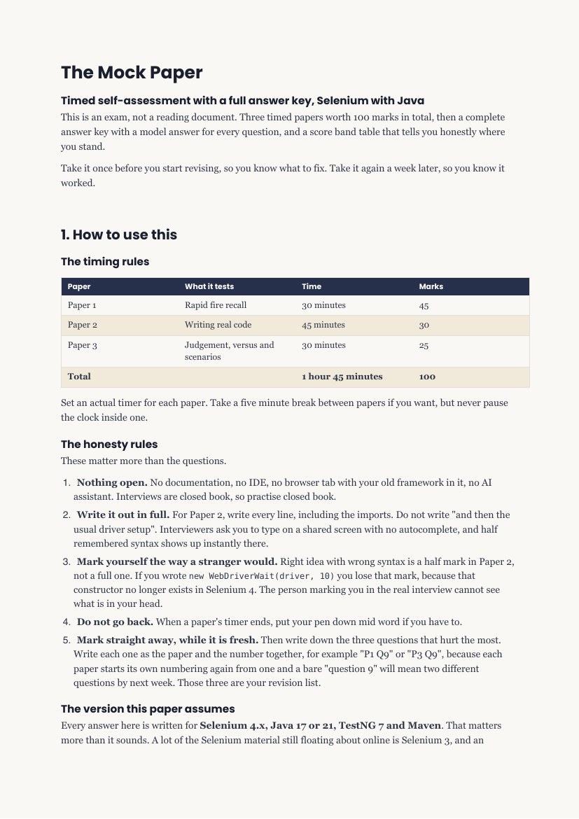 The Final Mock Paper, its contents