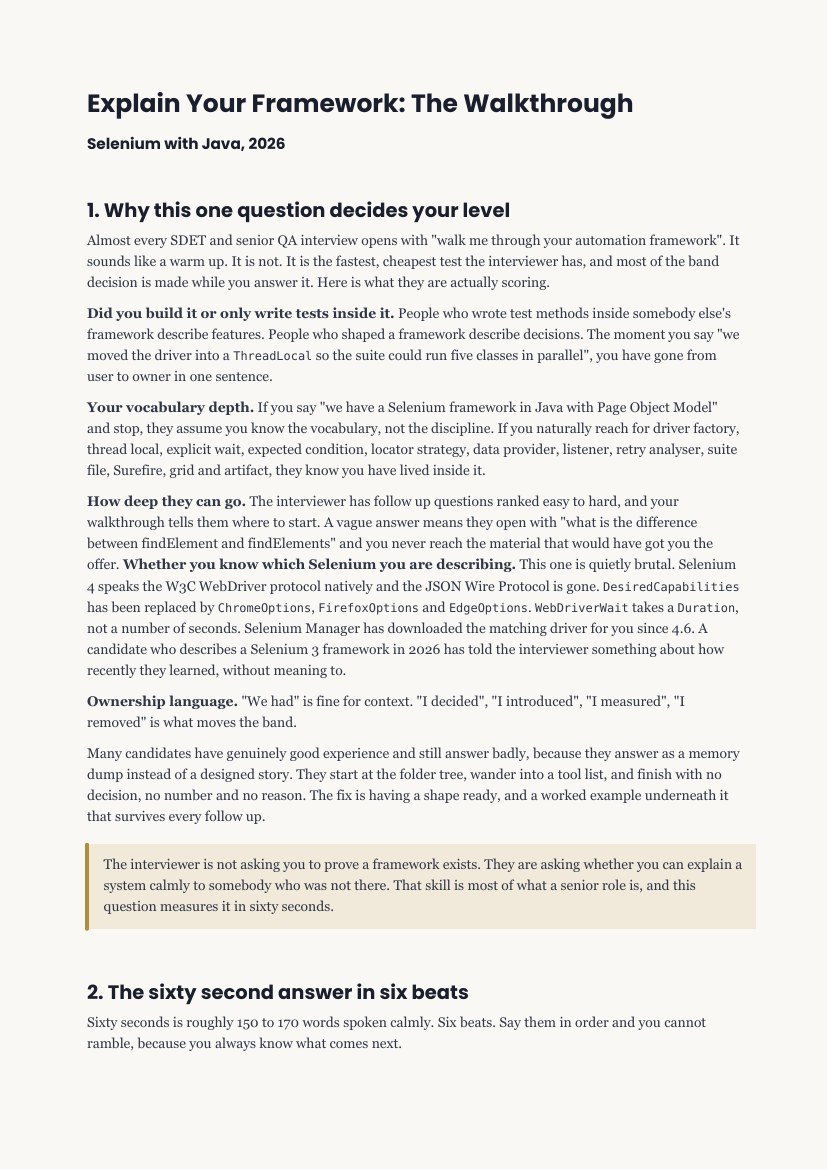The Framework Explainer, its contents