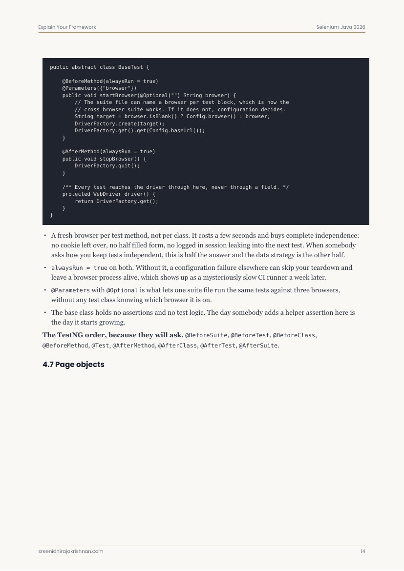 The Framework Explainer, a sample page