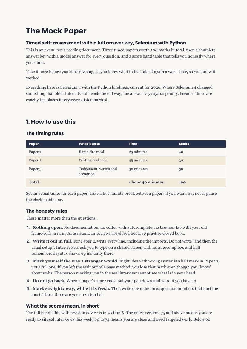 The Final Mock Paper, its contents