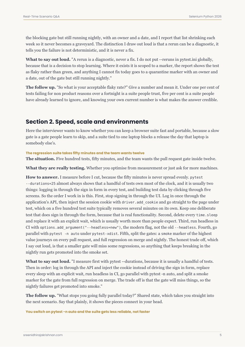 Real-Time Scenario Q&A, a sample page
