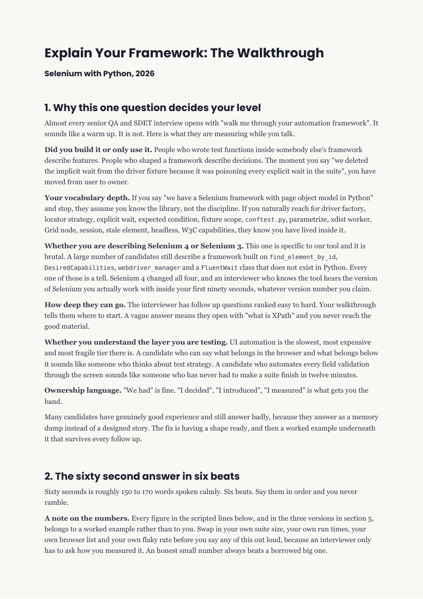 The Framework Explainer, its contents