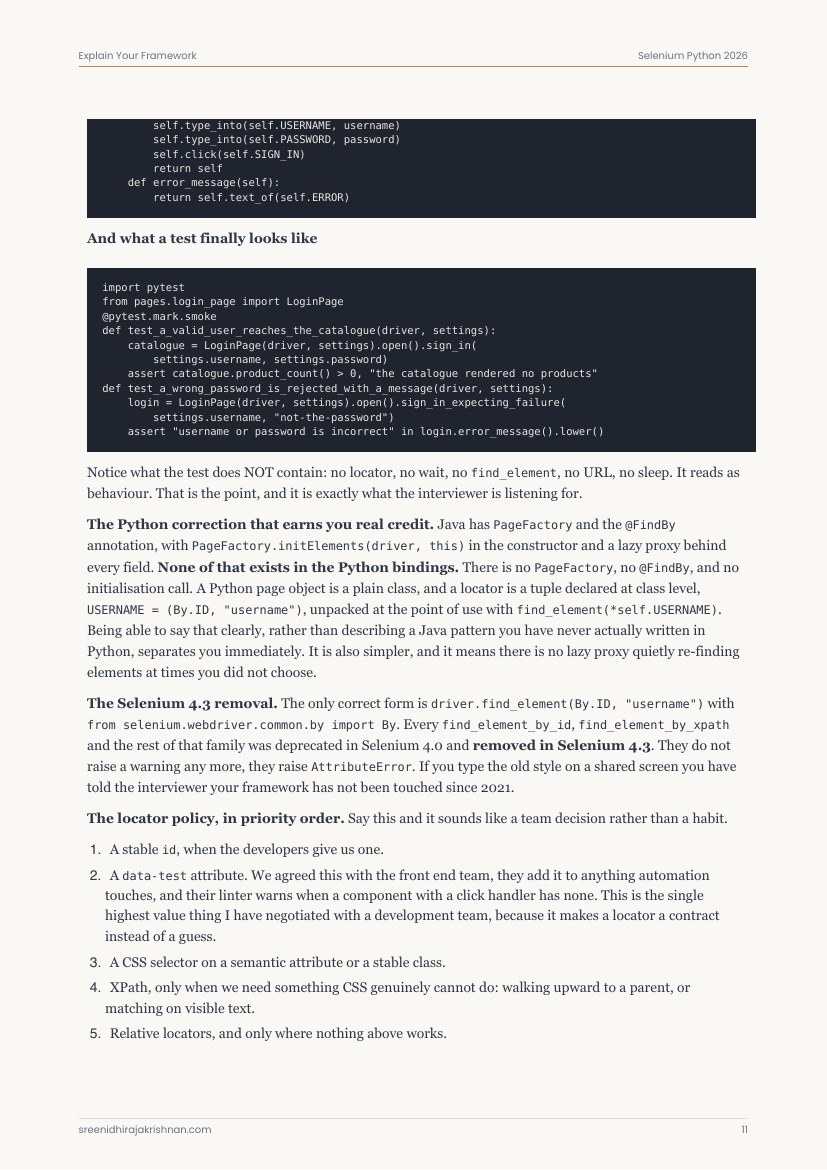 The Framework Explainer, a sample page