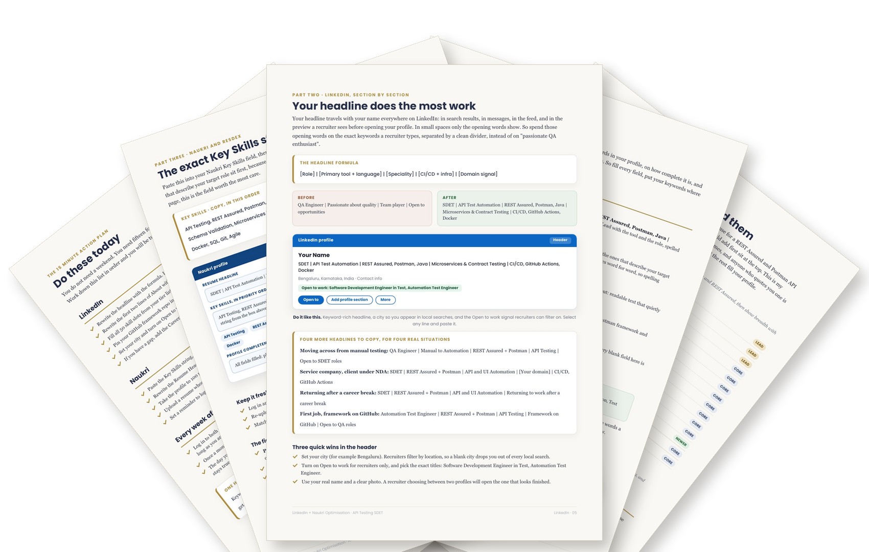 LinkedIn and Naukri Optimization, API Testing