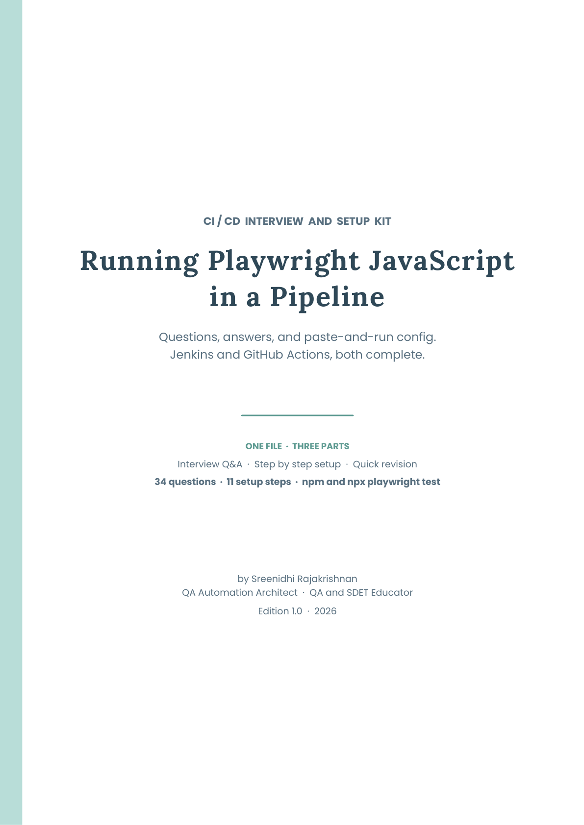 Playwright JavaScript in a Pipeline: CI/CD Interview and Setup Kit 2026