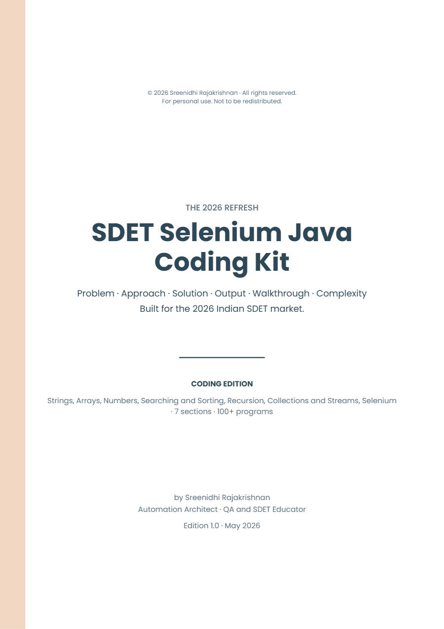 100+ SDET Selenium Java Coding Kit 2026