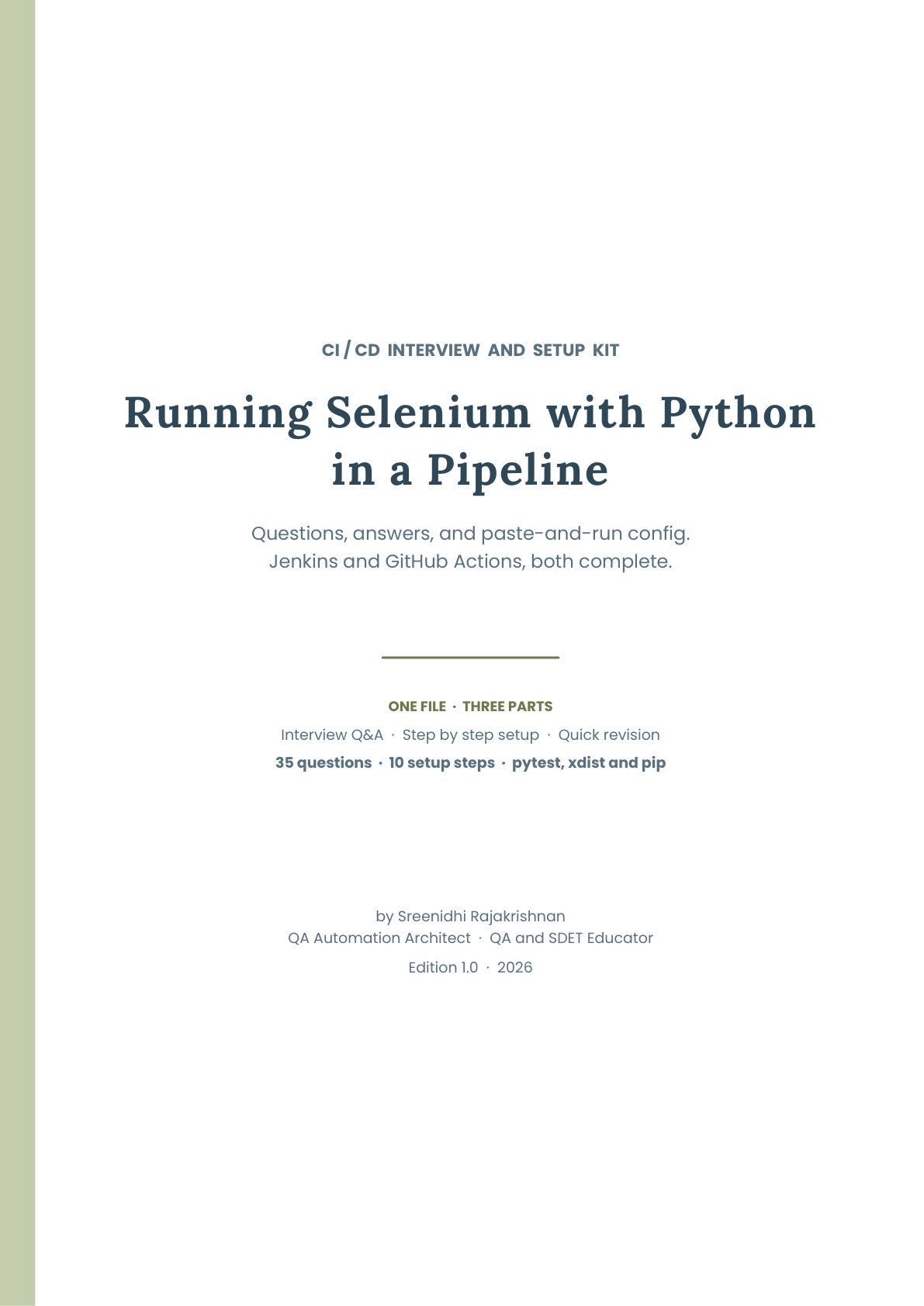 Selenium Python in a Pipeline: CI/CD Interview and Setup Kit 2026